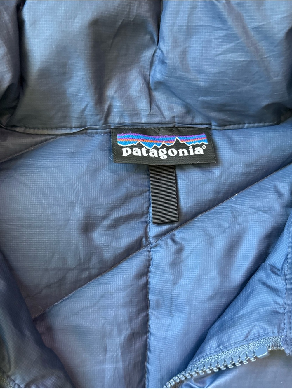 Patagonia Womans Tres Parka Goose Down Women’s Large Navy Blue Jacket Read Desc - Picture 2 of 16